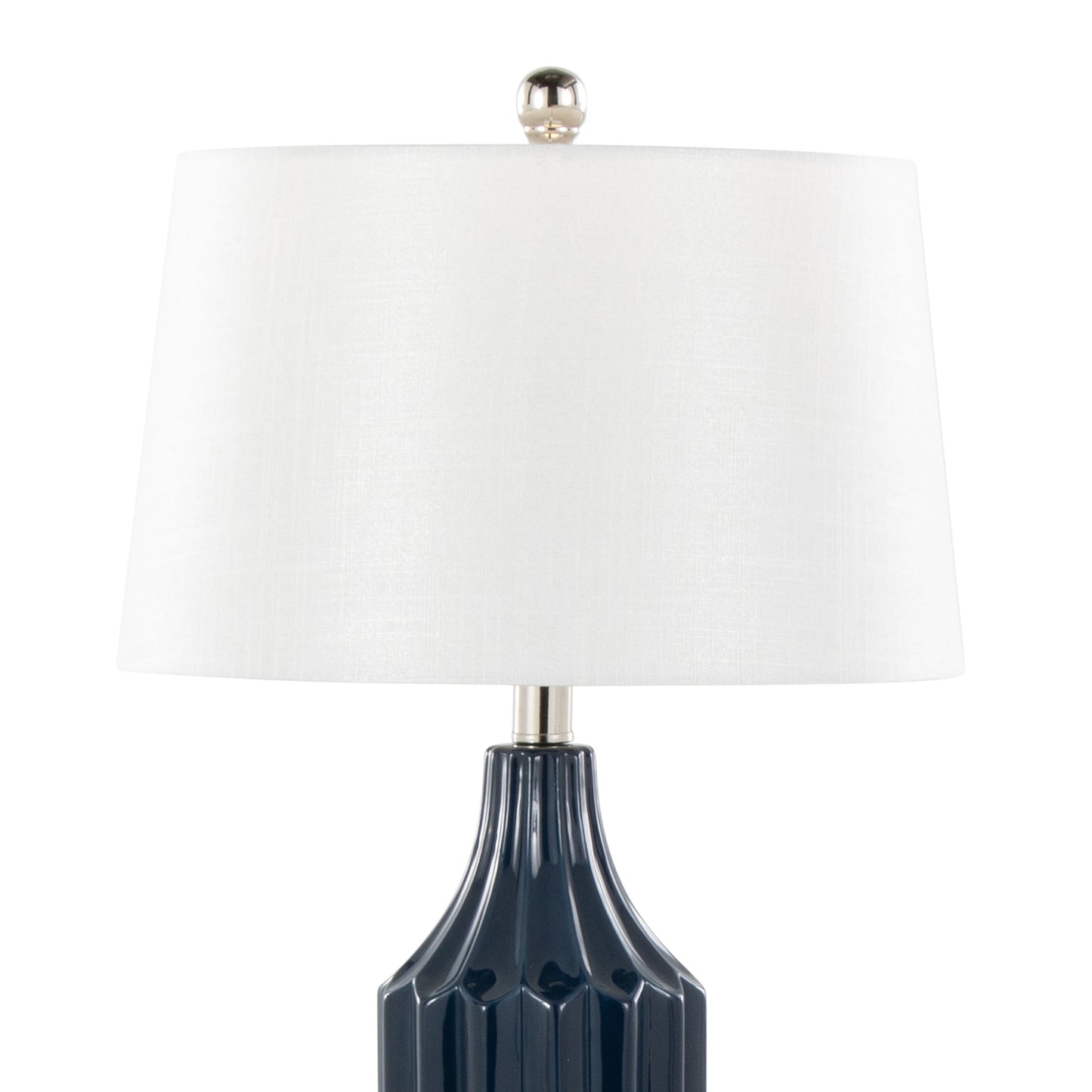 Stella 23" Contemporary Ceramic Table Lamp in Gloss Dark Blue Ceramic with White Shade by LumiSource