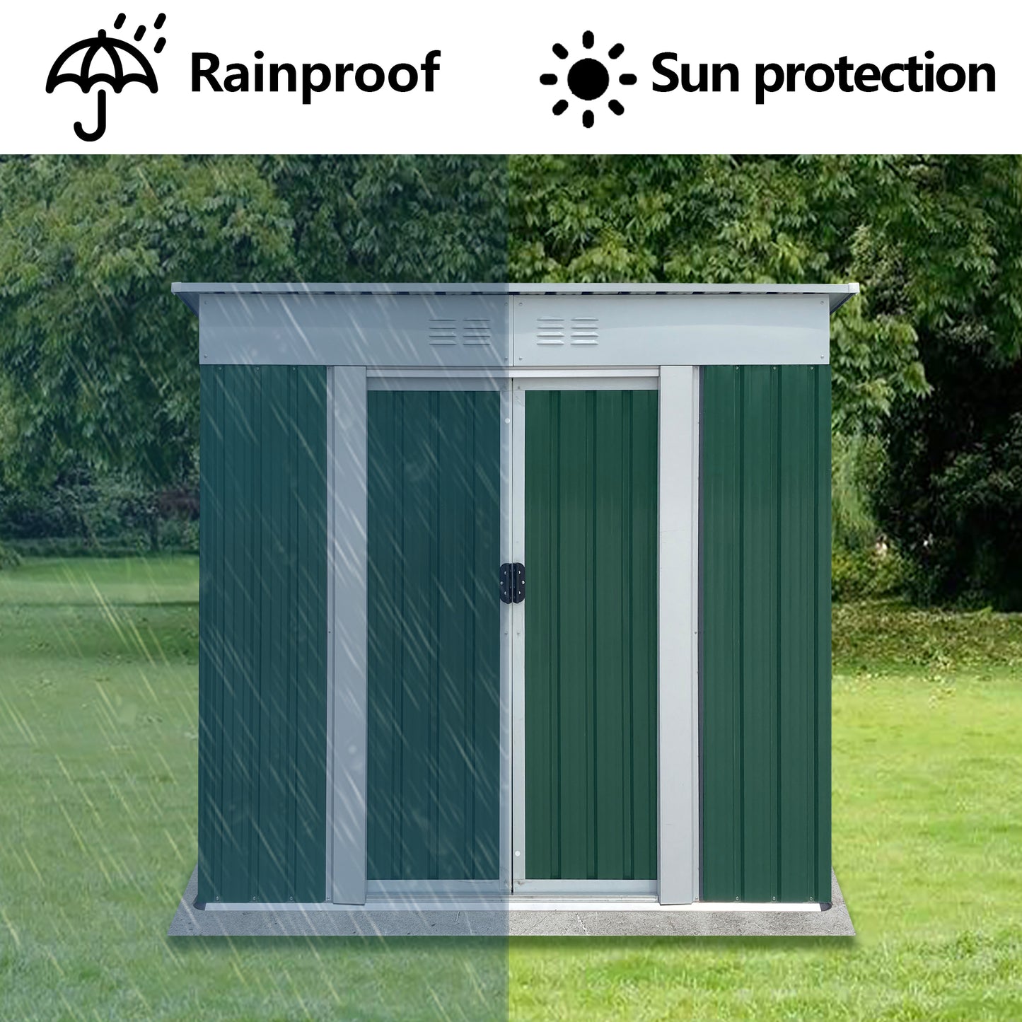 Outdoor Storage Sheds 6FTx4FT Pent Roof Green