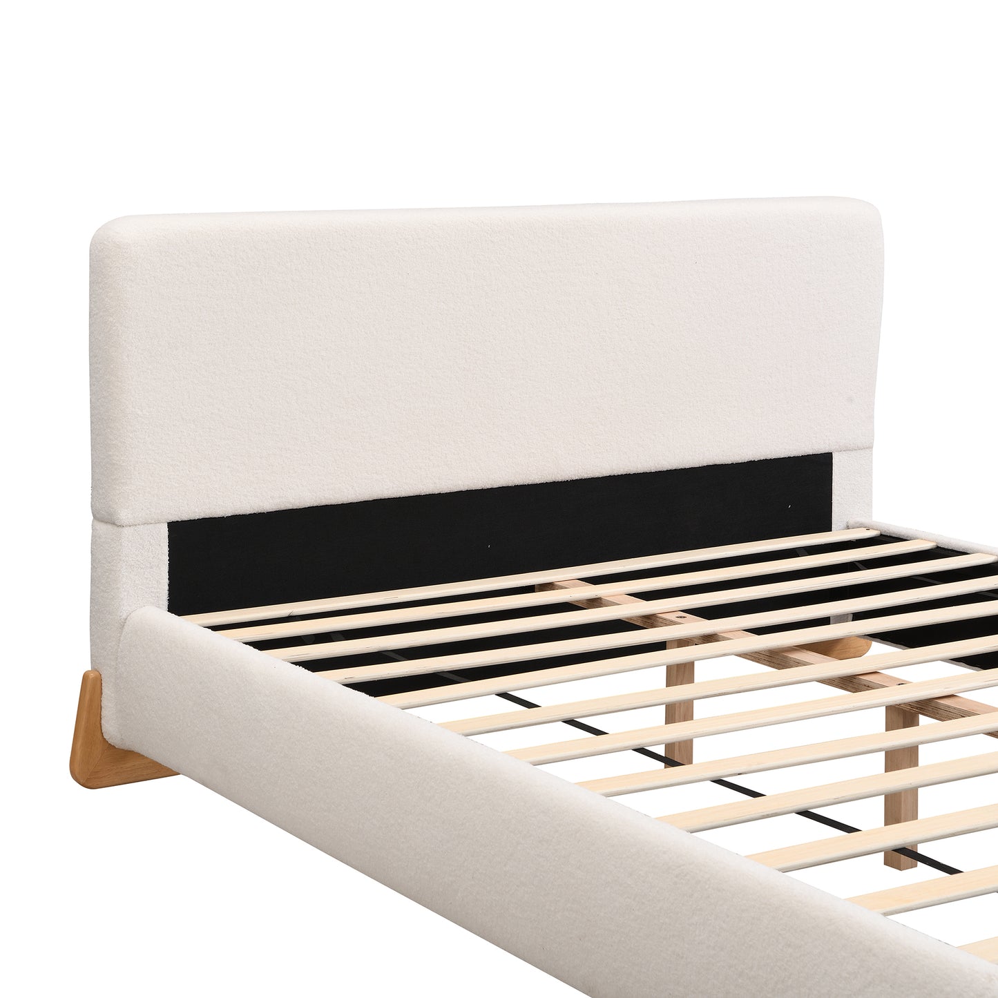 Elegant Boucle Upholstered Bed, A Luxurious and Comfortable Bedroom Centerpiece, King Size, White