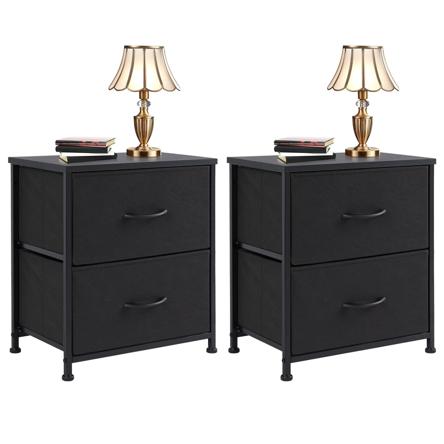 Drawers Dresser Chest of Drawers,Metal Frame and Wood Top,Black,two packs