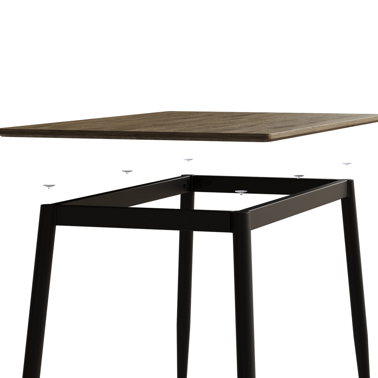 Modern minimalist wood grain tabletop dining table, stylish dining table, kitchen dining table, sturdy and durable, easy to assemble, black metal leg design, suitable for 4-6 people, suitable for home