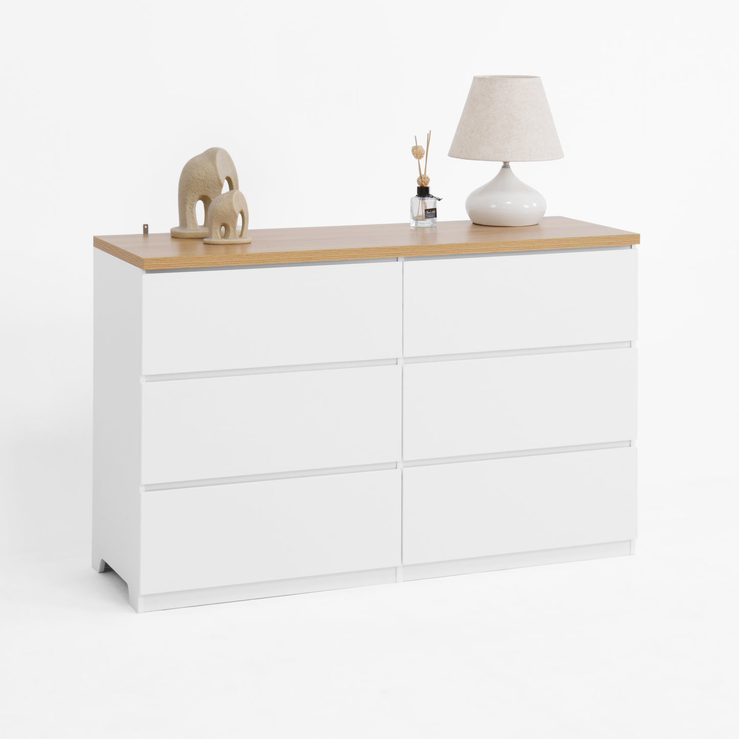 6 Drawer Storage Cabinet ,Dresser, Wood Storage Tower Clothes Organizer, Wide Chest of 6 Drawers, Large Storage Space for Bedroom, Hallway, Entryway Living Room