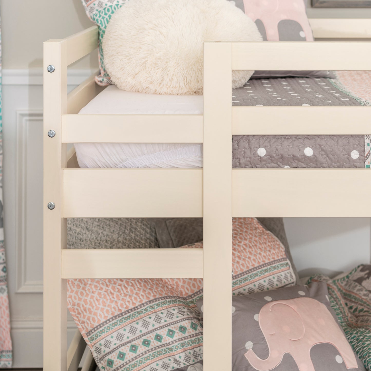 Classic Solid Wood Stackable Twin over Twin Bunk Bed Frame - White