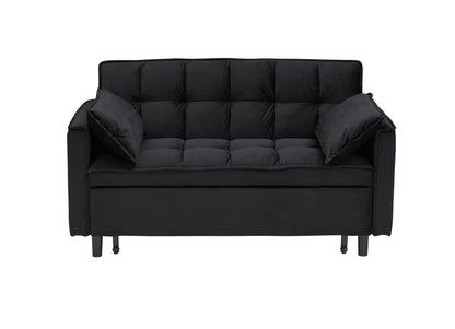 Modern velvet sofa, sofa pull-out bed, small love seat casual sofa with back, with pillow, pockets, living room furniture, 3 in 1 convertible sleep sofa bed.