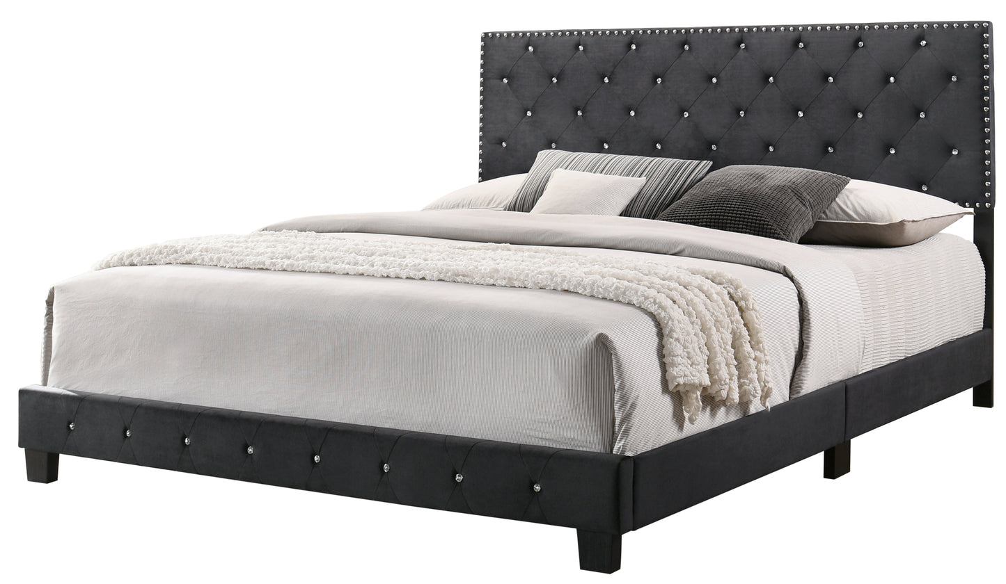 Transitional King Bed With Sleek Black Finish