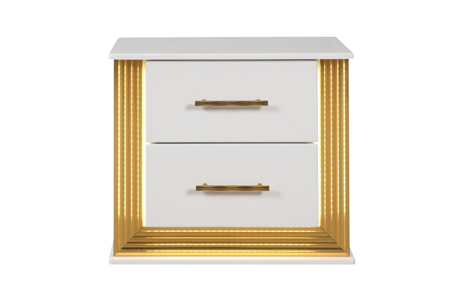Contemporary Style 2-Drawer Nightstand Made with Wood & Gold Finish