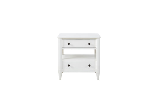 Open Nightstand White Finish With 2 Drawers