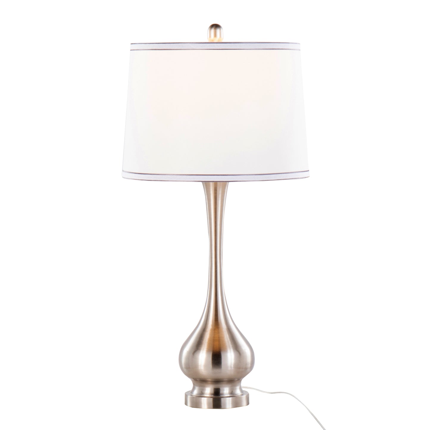 Cairo 28.75" Contemporary Metal Table Lamp in Brushed Nickel and White Linen Shade with Silver Trim from Grandview Gallery by LumiSource - Set of 2