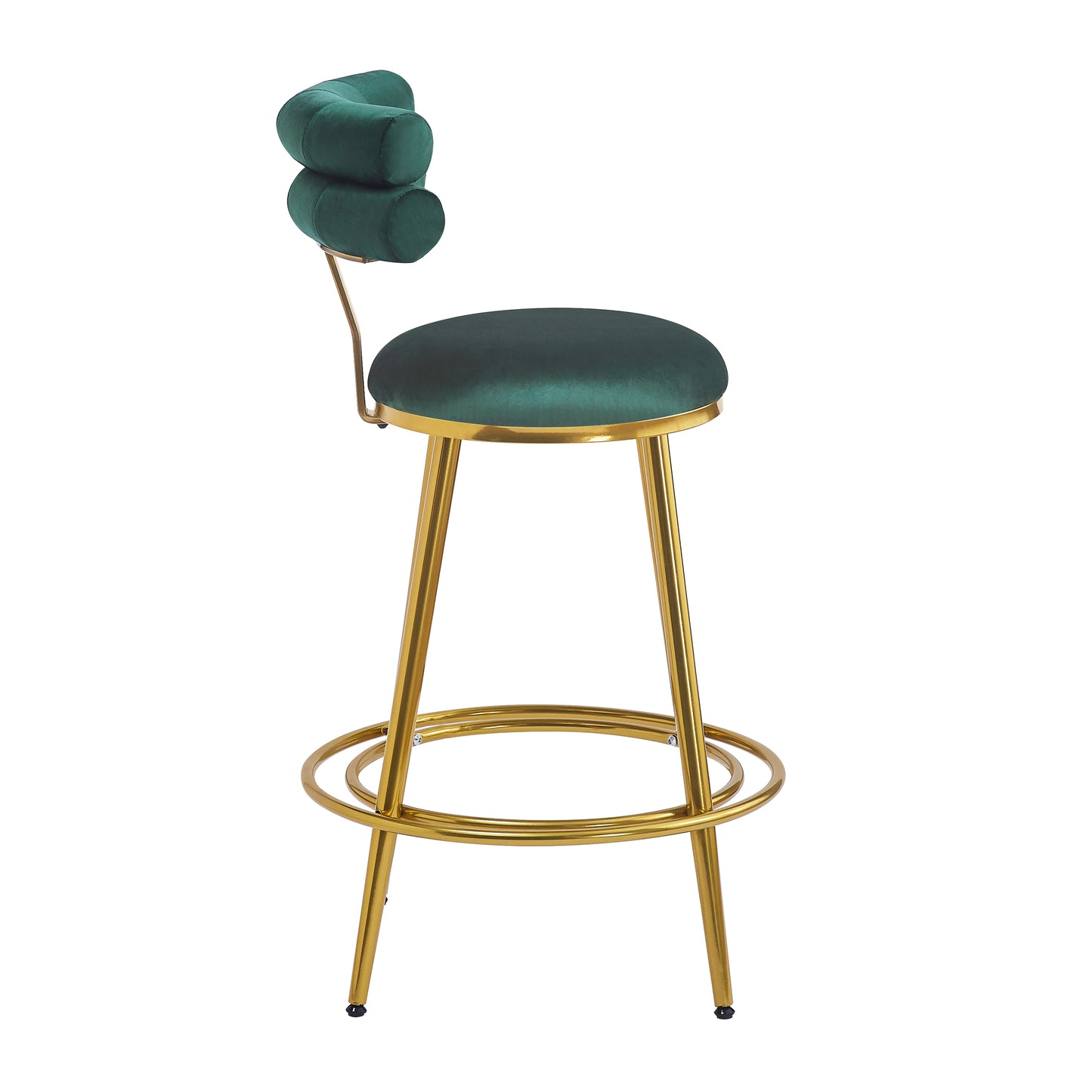 27.65'' Modern Counter Stools Set of 2,Dark green  velvet Counter Stools with iron Frame,Soft back and cushion,Footrest,suitable for Kitchen/Bedroom/Dining Room