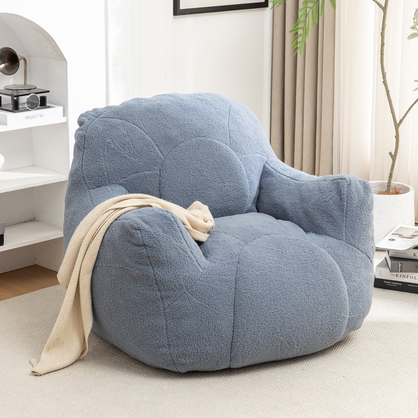 Bean Bag Chair with Filler, Bean Bag Sofa with Tufted Soft Stuffed Filling, Fluffy and Lazy Sofa, Comfy Cozy BeanBag Chairs with Memory Foam for Dorm, Apartment, Living Room