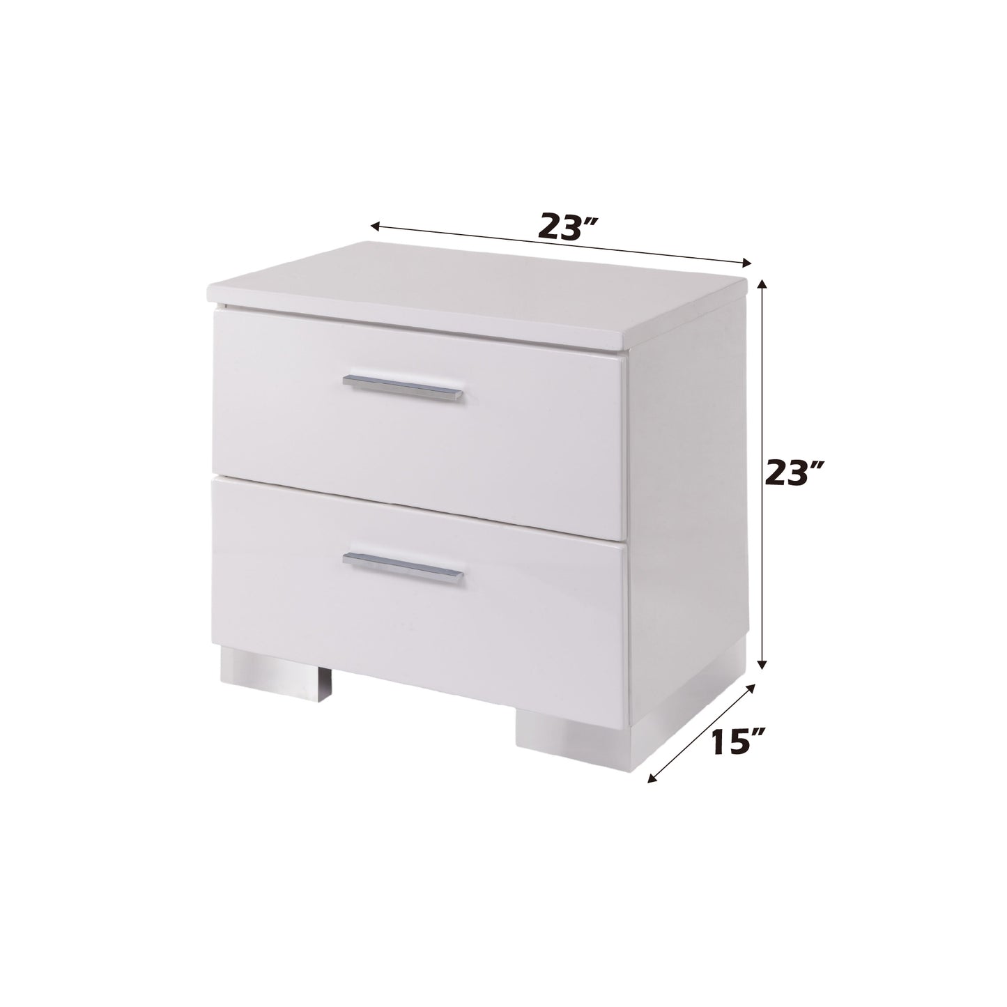 Lorimar White & Chrome Leg Finish Nightstand