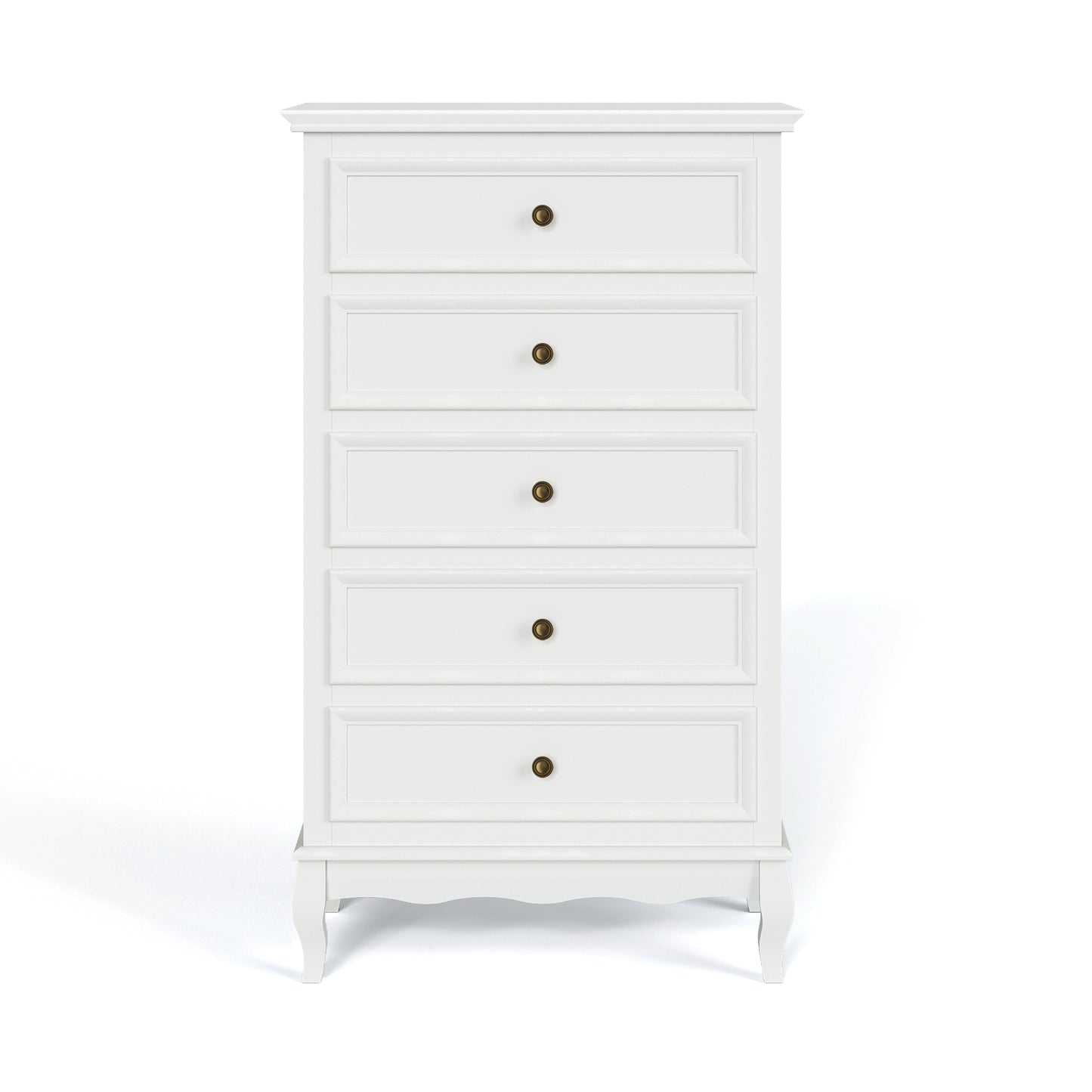 5 Drawer Dresser for Bedroom, Modern Storage Closet Cabinet Organizerwith Solid Wood Legs and Painted Finish-White