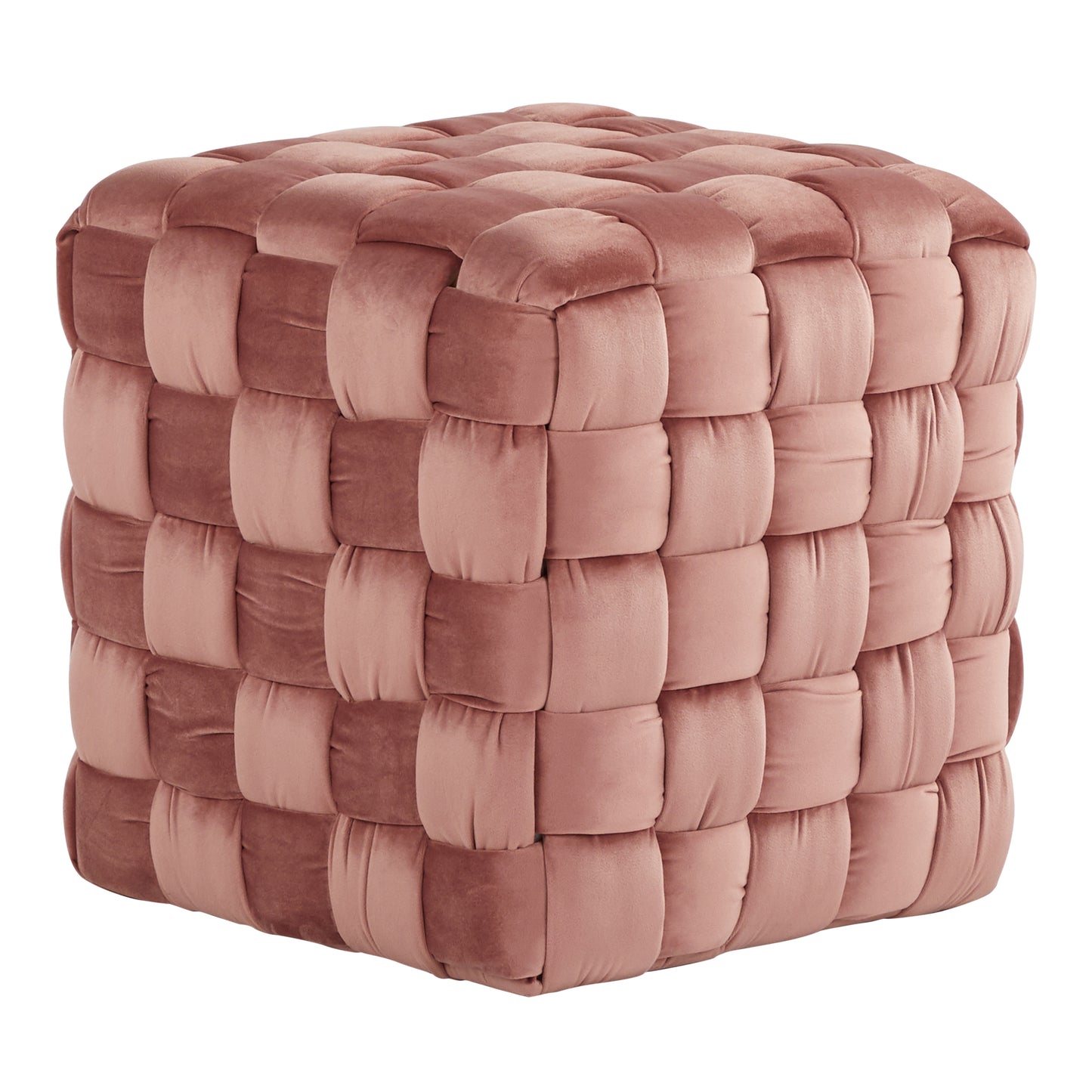 Square Braided 16' Ottoman in Blush Pink Velvet by LumiSource