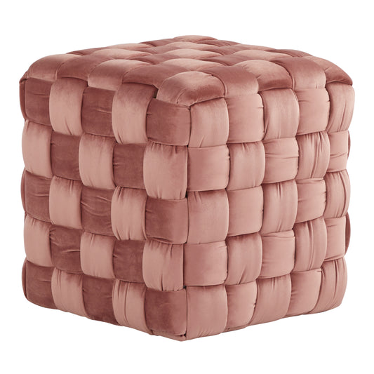 Square Braided 16' Ottoman in Blush Pink Velvet by LumiSource