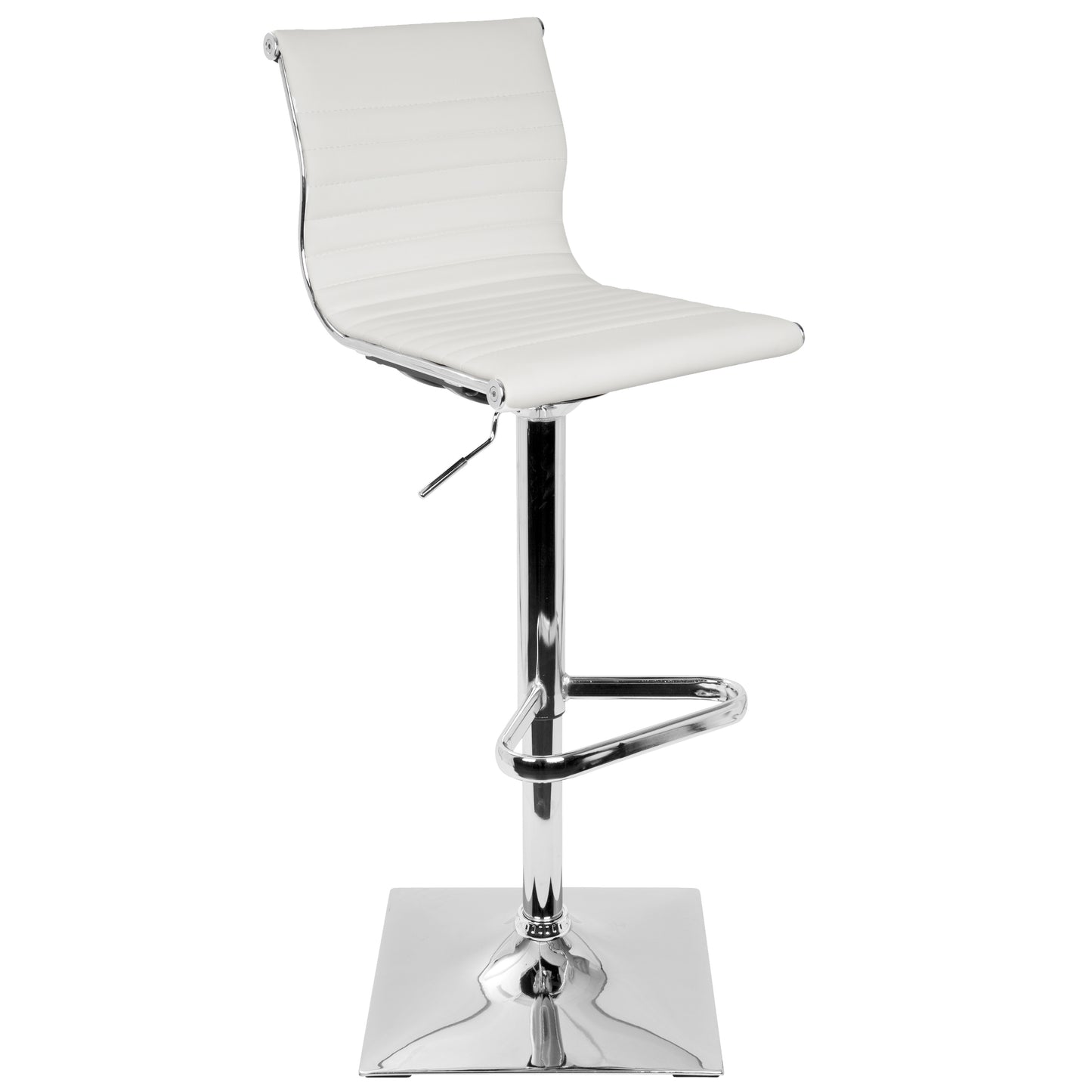 Masters Contemporary Adjustable Barstool with Swivel in White Faux Leather by LumiSource