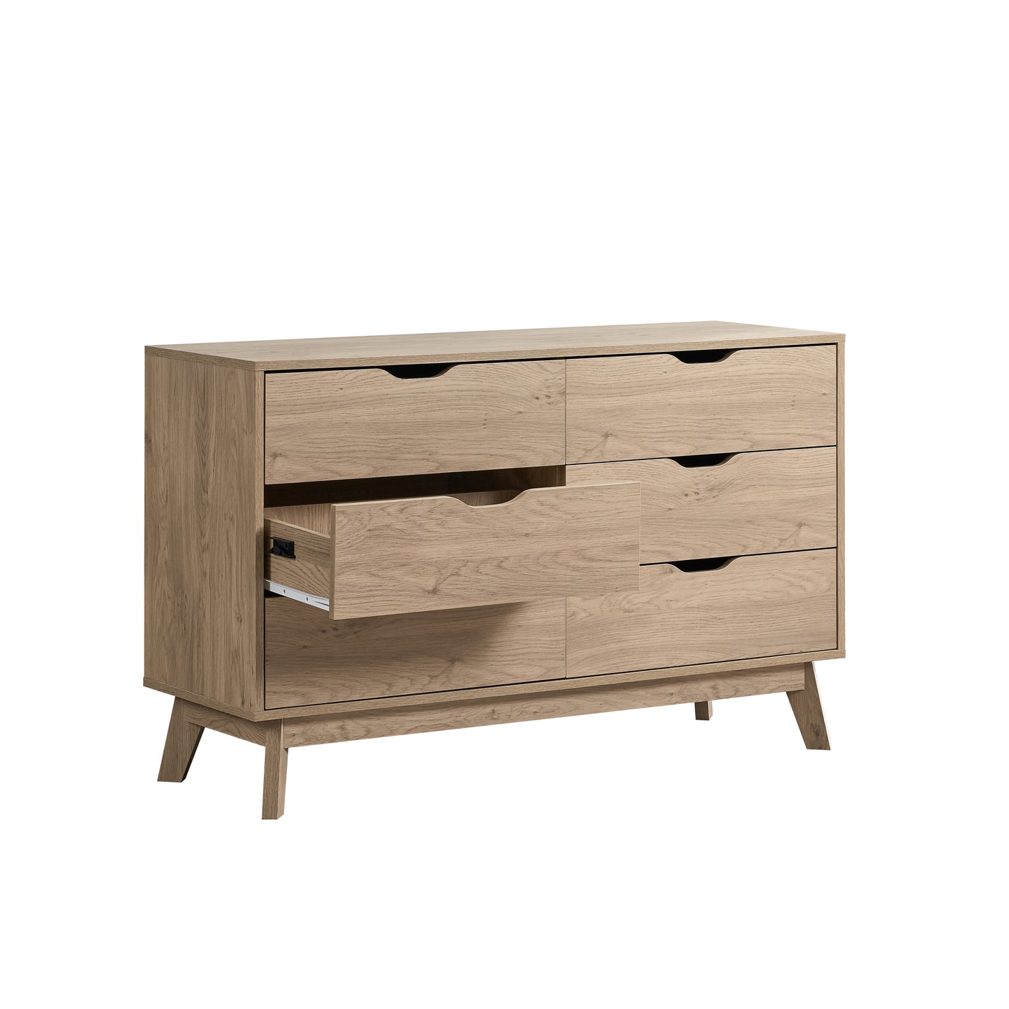 NORDICA 6 Drawer Master Dresser with Interlock Drawer Feature – Drawer Slide And Interlock Pre-Assembly, Wide Dressers for Bedroom 6 Deep Drawers for Closet Organizer -  Easy Assembly, Natural Oak