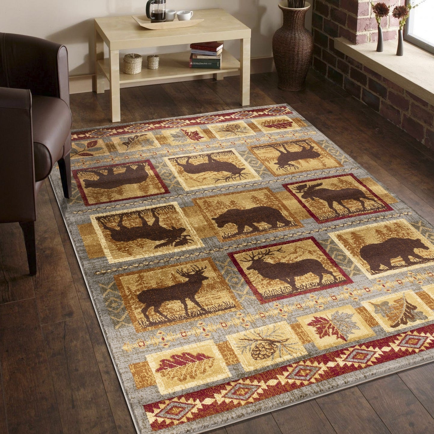 Nature's Nest GC_CBL3004 Multi 5 ft. 3 in. x 7 ft. 3 in. Lodge Area Rug