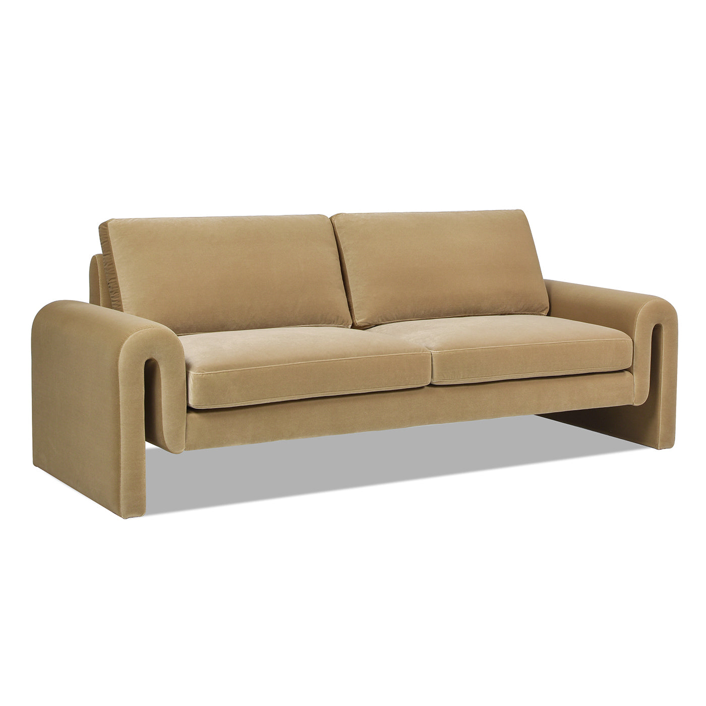 Mason 85" Arched Arm Sofa, Camel Brown Beige Performance Velvet