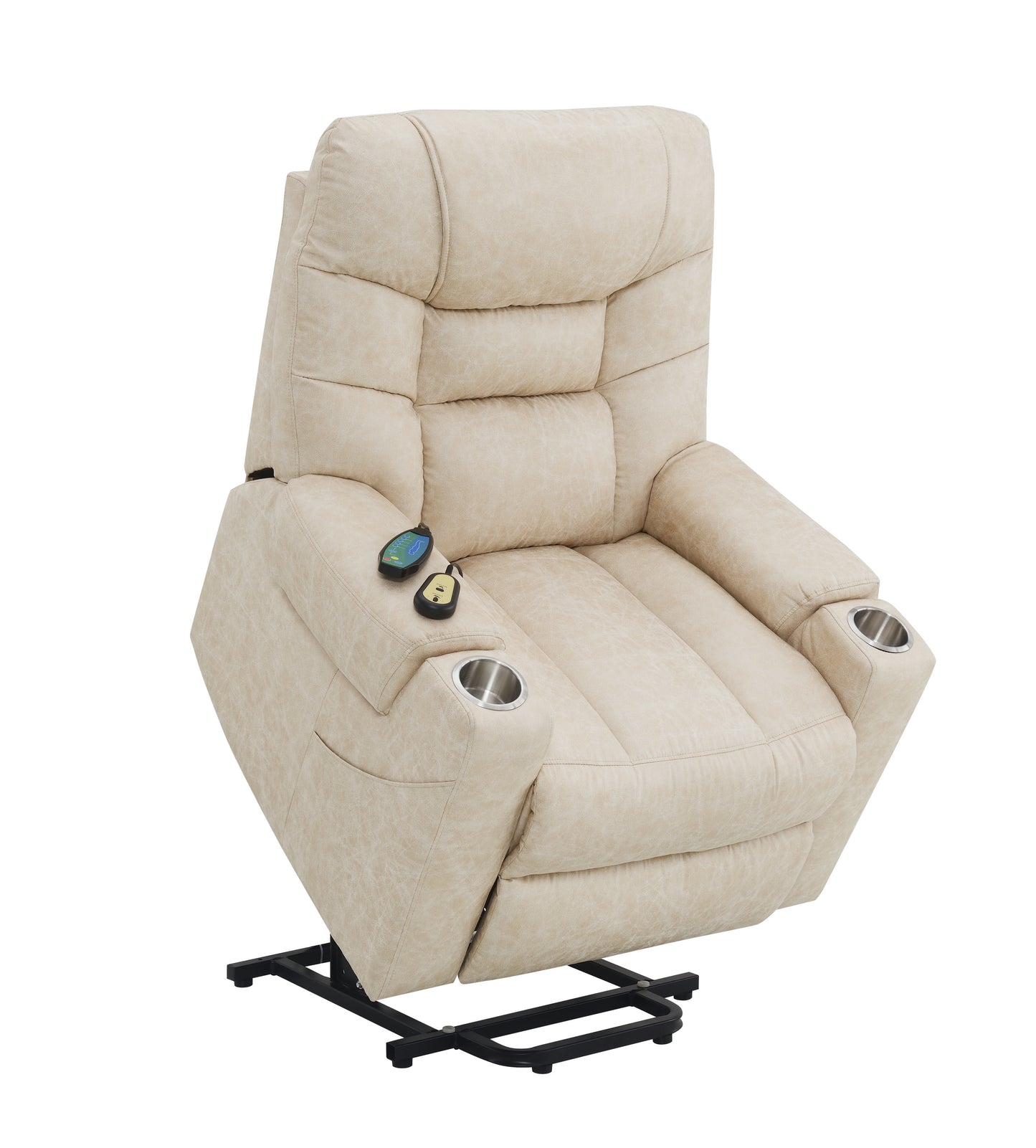 Light Grey Power Lift Recliner with Heating and Massage