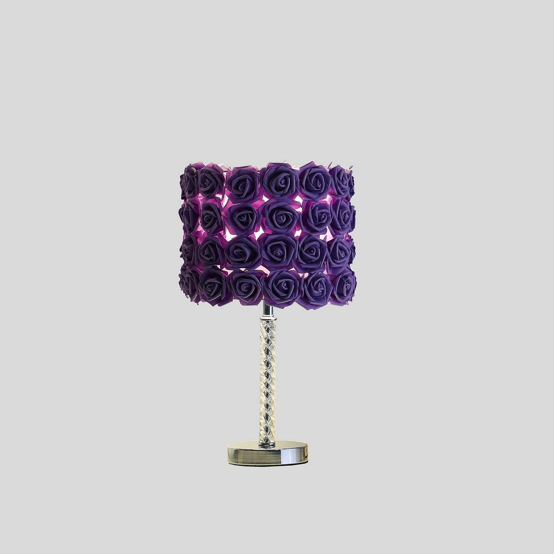 18.25" Lavender Roses in Bloom Acrylic / Metal Table Lamp