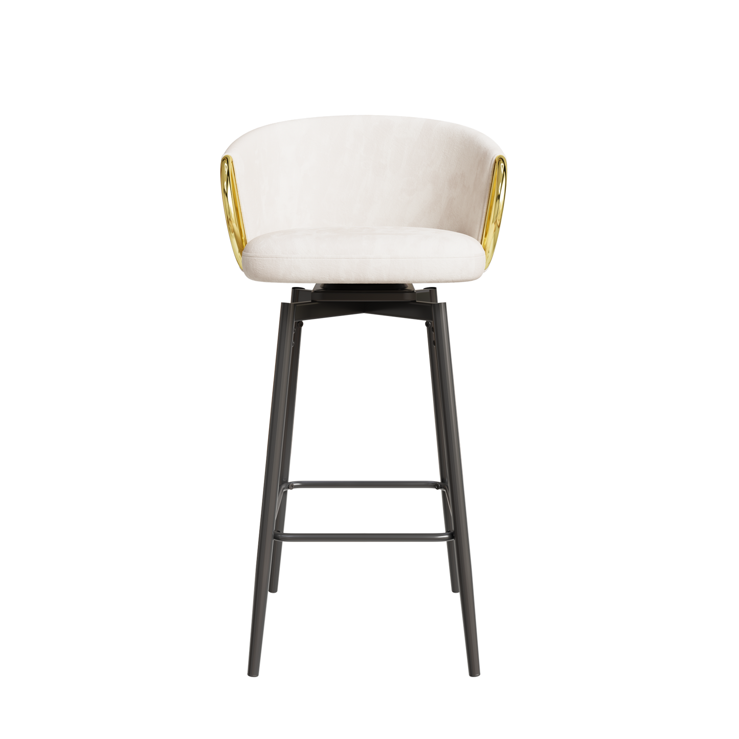 Dining Chairs Set of 2 Modern style 360°Swivel Bar Chairs with simple design, comfortable high stools, and flexible dining chairs suitable for bars, restaurants,Velvet Bar Chair Beige