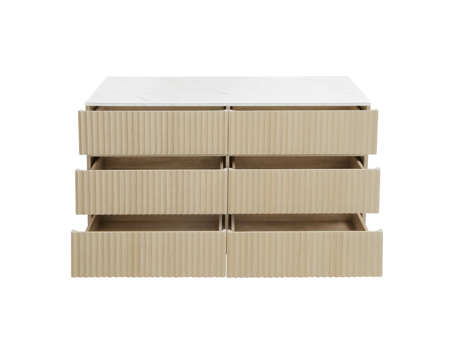 Fluted 6 Drawers Dresser ,Double Dresser Chest of Drawers, 47.24" Modern Chest of Drawers with LED ,Drawer Organizer for Bedroom, Living Room, Hallway