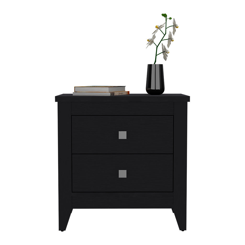 Nightstand 24"H, Two Drawers, Four Legs, Superior Top, Black