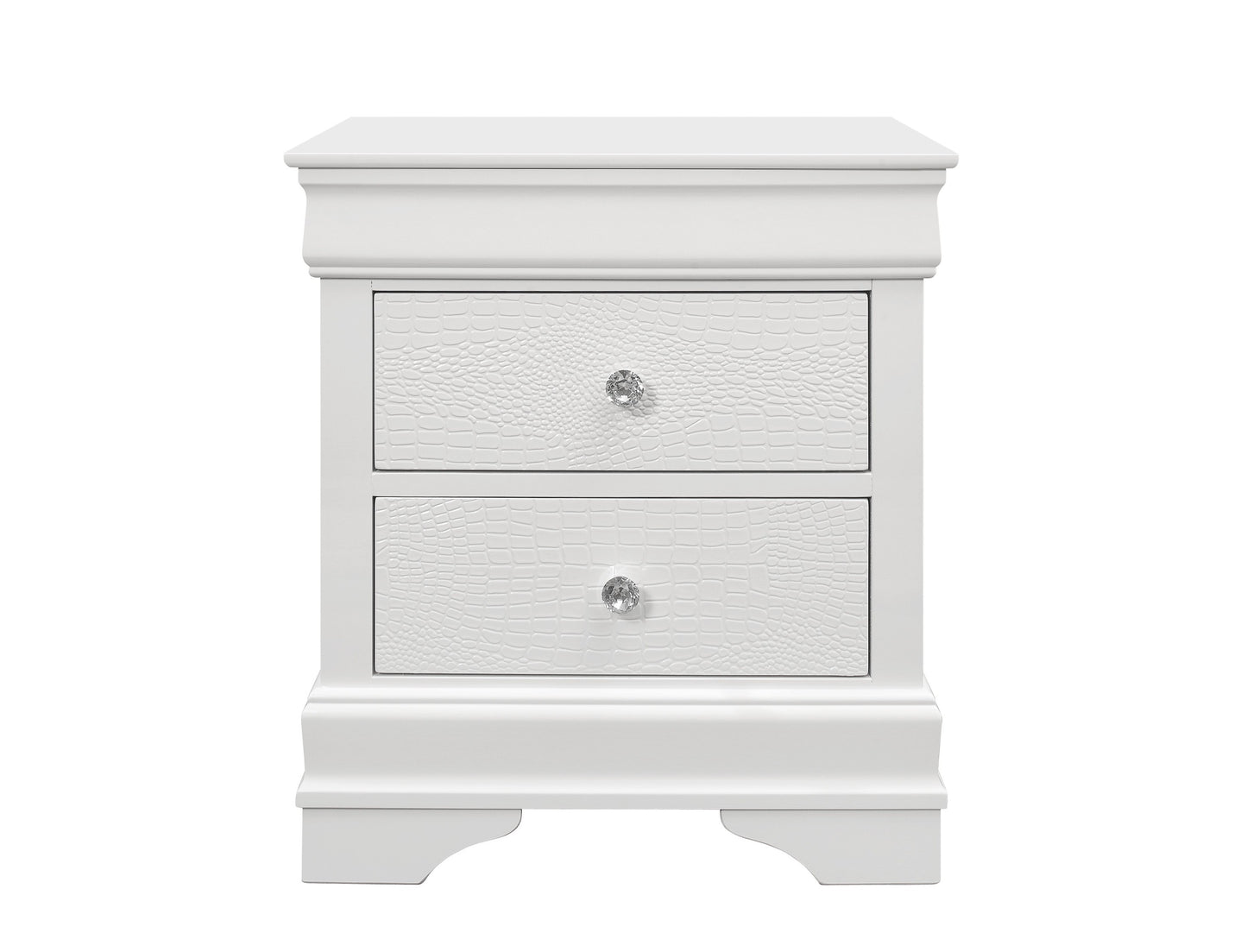 SHAKER CROCODILE METALLIC WHITE NIGHTSTAND