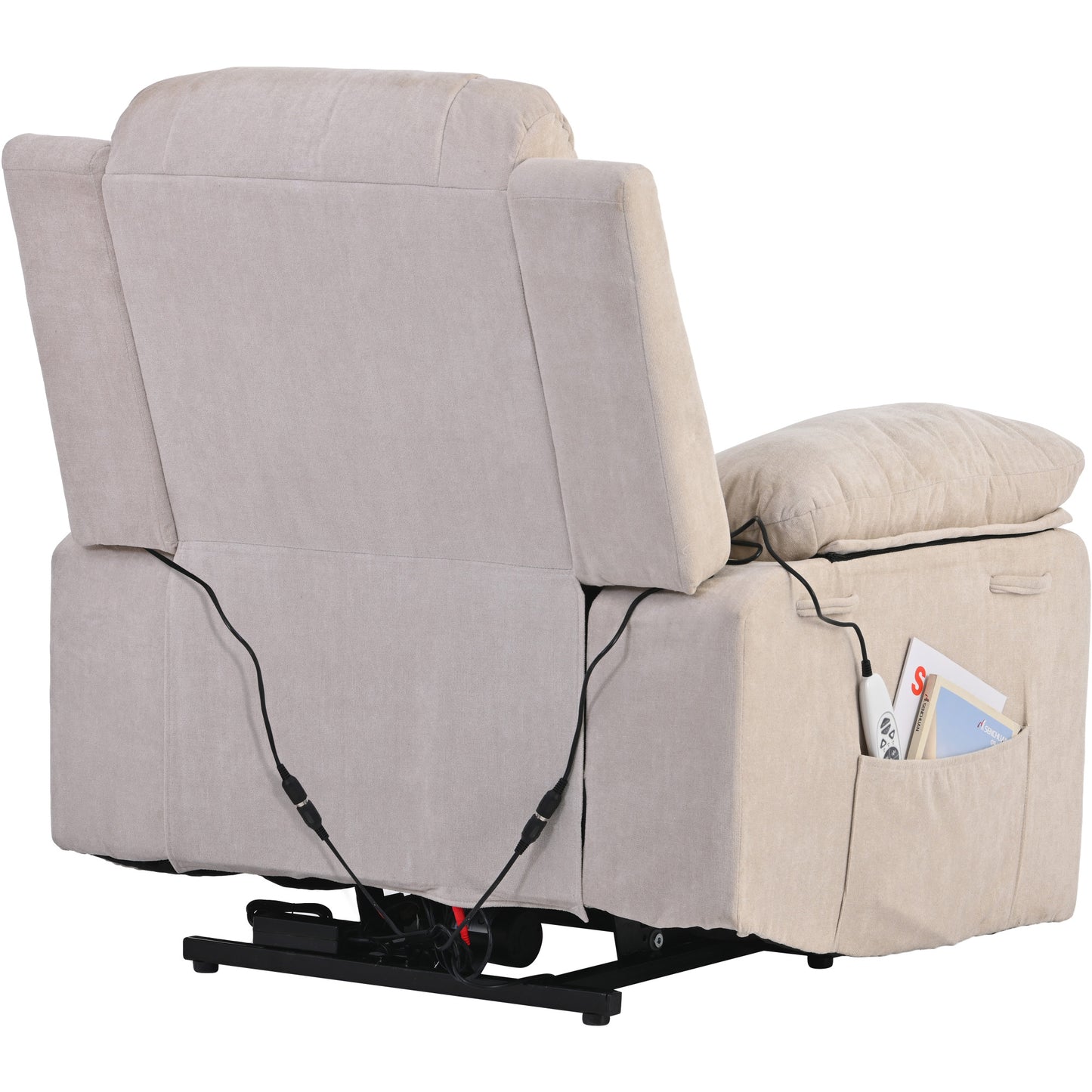 Massage Recliner,Power Lift Chair for Elderly with Adjustable Massage and Heating Function,Recliner Chair with Infinite Position and Side Pocket for Living Room ,Beige