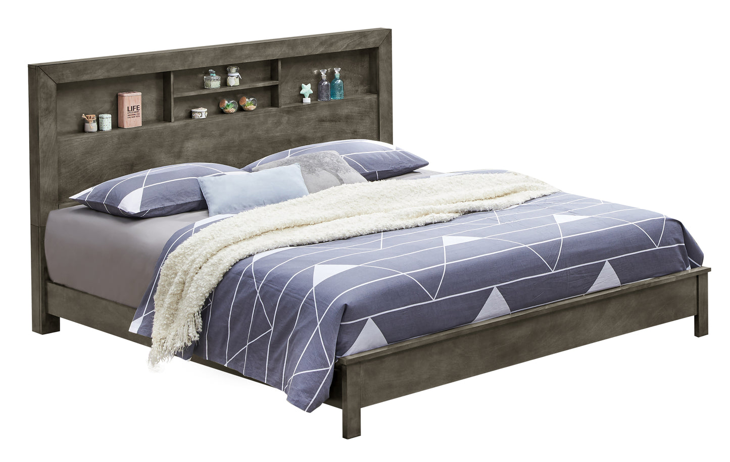 Transitional King-Sized Bed In Gray