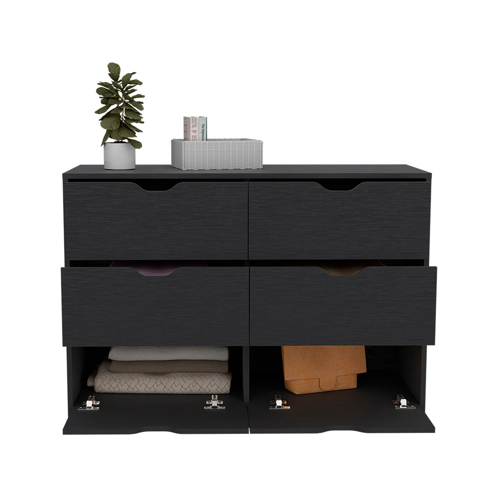 Dresser Curio, Four Drawers, Black Wengue Finish