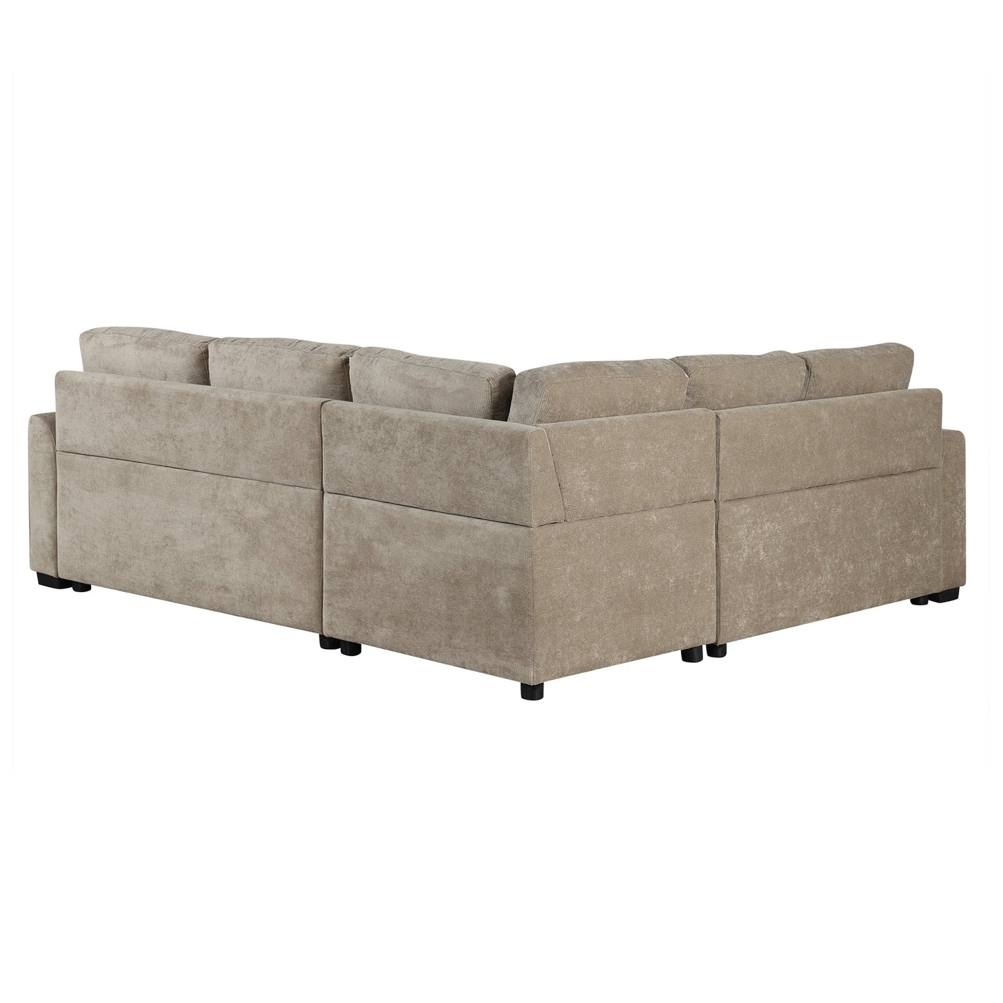 82.6" L-shape Sofa Bed Pull-out Sleeper Sofa with Wheels, USB Ports, Power Sockets for Living Room (SG001230AA), Khaki