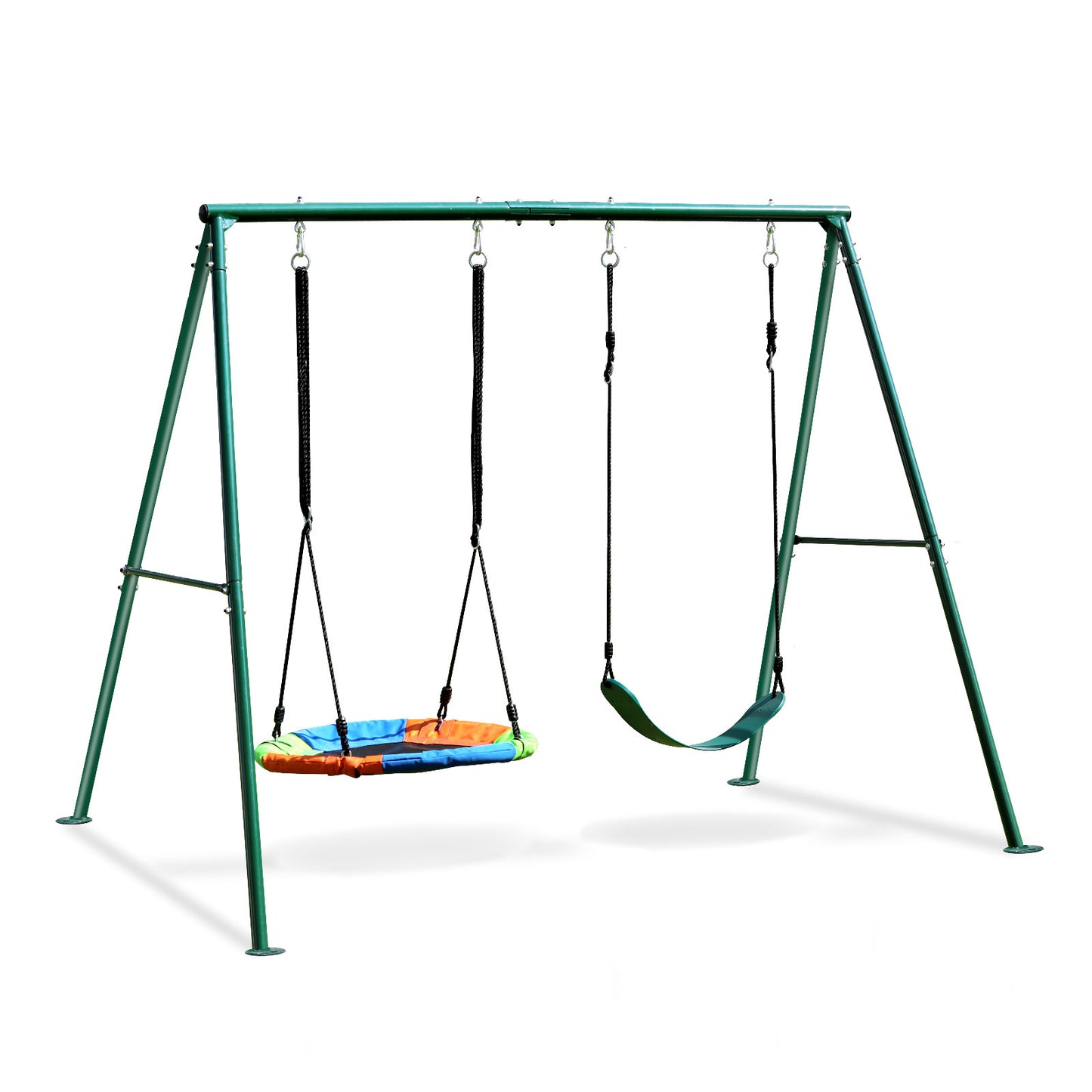 Swing Sets for Backyard 440LBS 2 Seat, Swing with Stand, Swing Set for Kids, 32" Saucer Swing and 26.2" Swing Seat