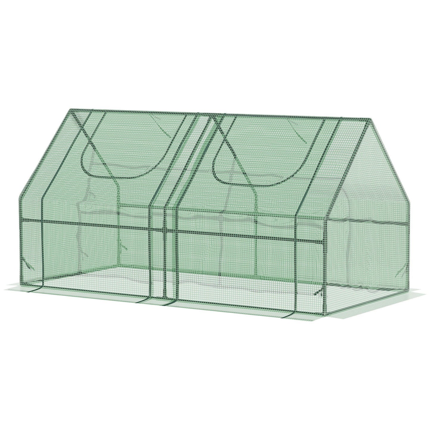 Outsunny 6' x 3' x 3' Portable Greenhouse, Garden Green House with 2 PE/Plastic Covers, Steel Frame and 2 Roll Up Windows, Green