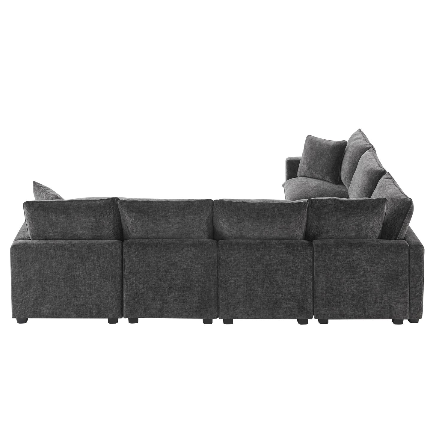 110*86" Modern U Shape Modular Sofa, 7 Seat Chenille Sectional Couch Set with 2 Pillows Included, Freely Combinable Indoor Funiture for Living Room, Apartment, Office, 2 Colors