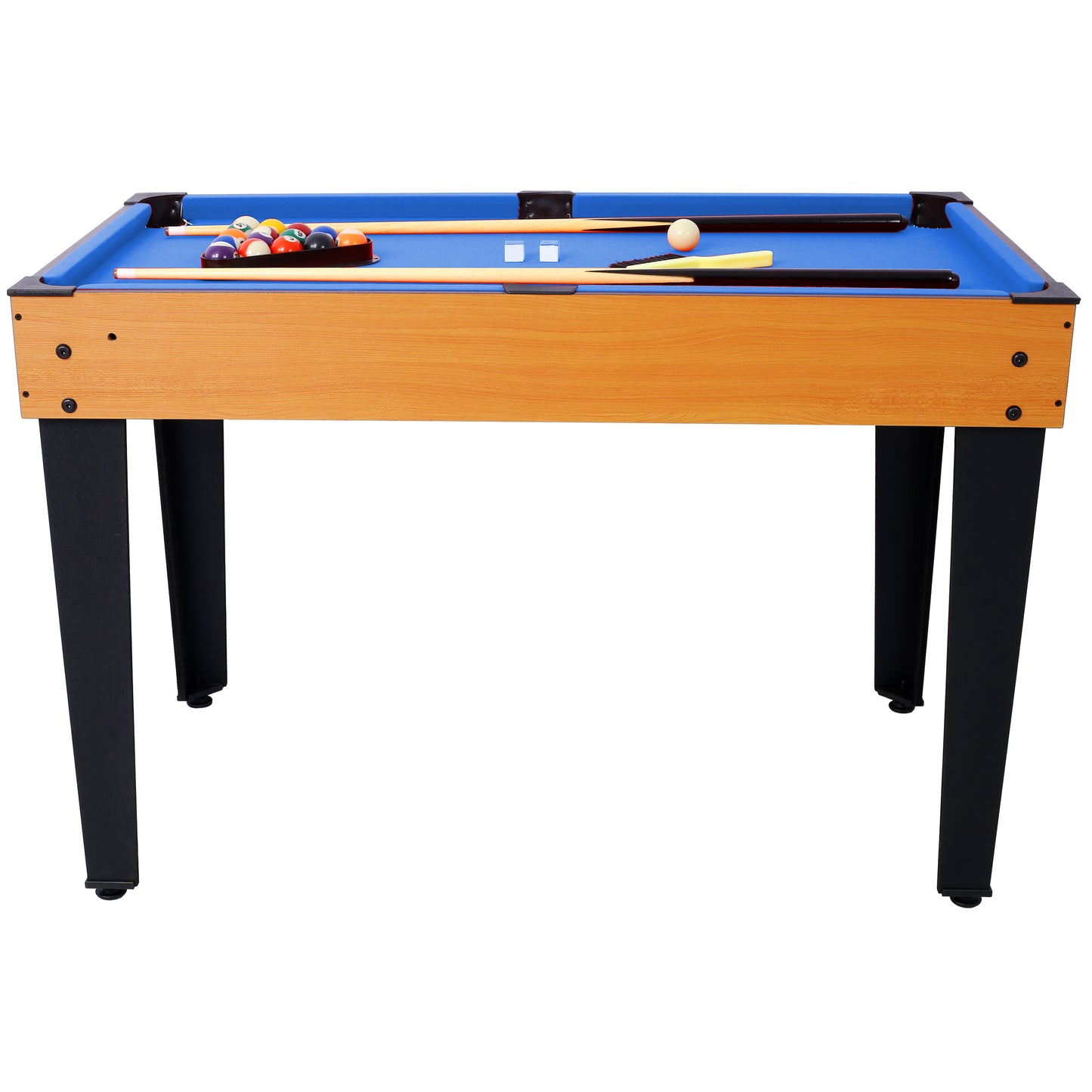 5-in-1 Multi-Game Table - Billiards, Push Hockey, Foosball, Ping Pong, and Basketball  brown /blue