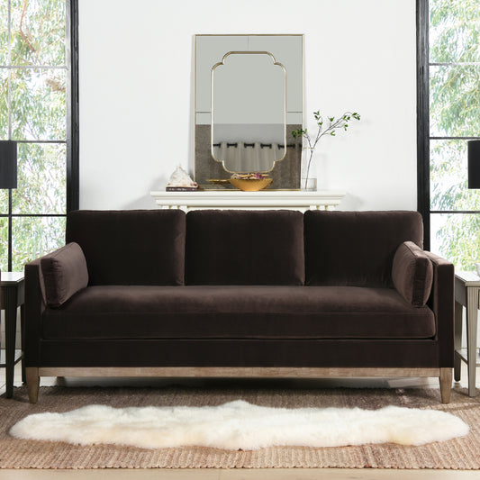 Knox 84" Modern Farmhouse Sofa, Deep Brown Performance Velvet