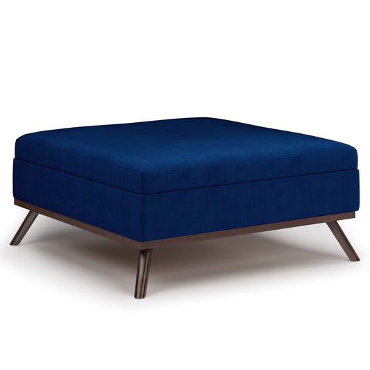 Owen - Square Coffee Table Storage Ottoman - Blue