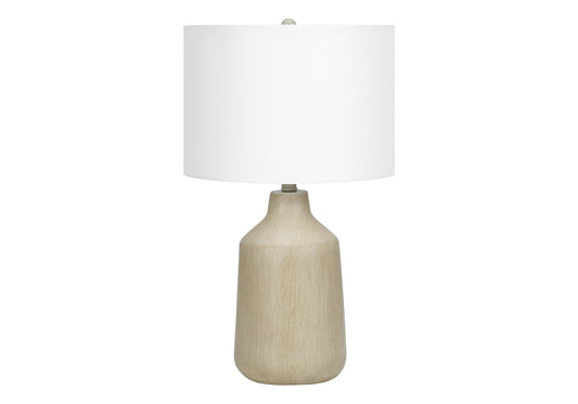 Lighting, 24"h, Table Lamp, Beige Concrete, Ivory / Cream Shade, Contemporary