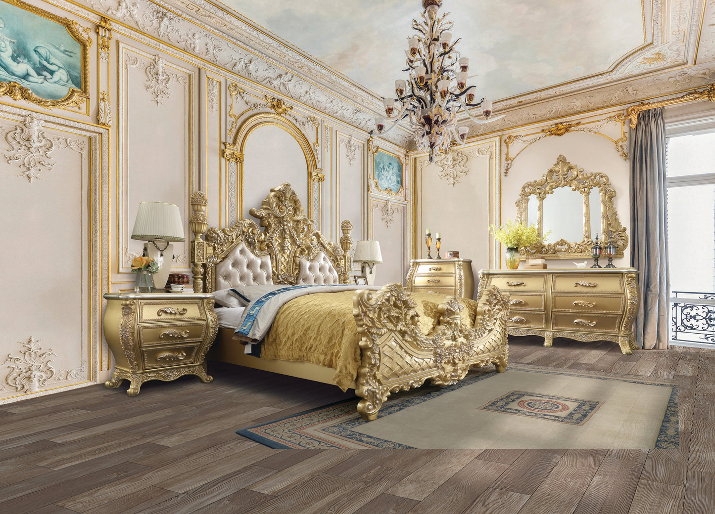 Gold 3-Drawer Nightstand