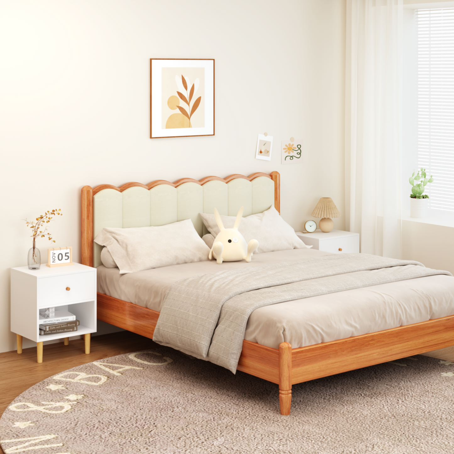 23.22''H Wooden Nightstand with One Drawer One Shelf for Kids, Adults, White