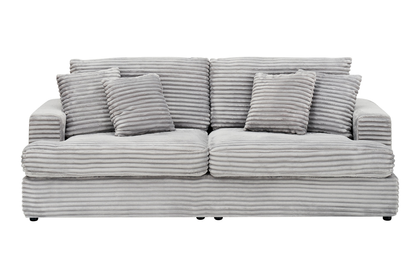 79.3 inches long, Corduroy Sofa, with 4 Matching Toss Pillows Sleek Design Spacious and Comfortable 3 Seater Couch for Modern Living Room,Gray