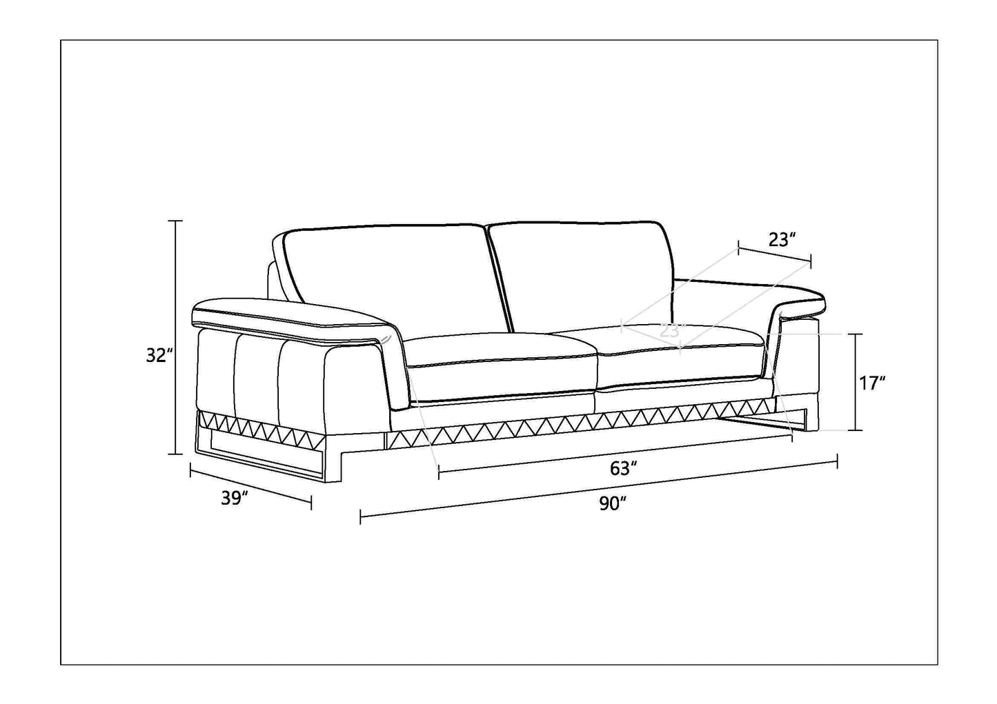 Top Grain Italian Leather Sofa