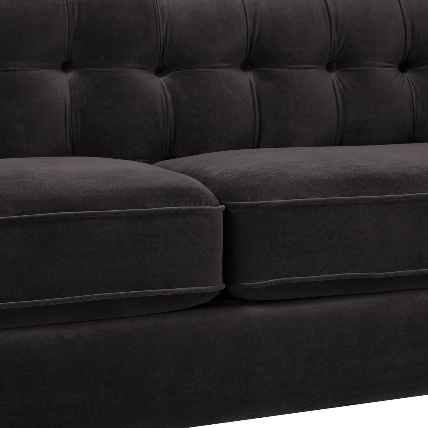 Jack 84" Modern Tuxedo Tufted Sofa, Dark Charcoal Grey Velvet