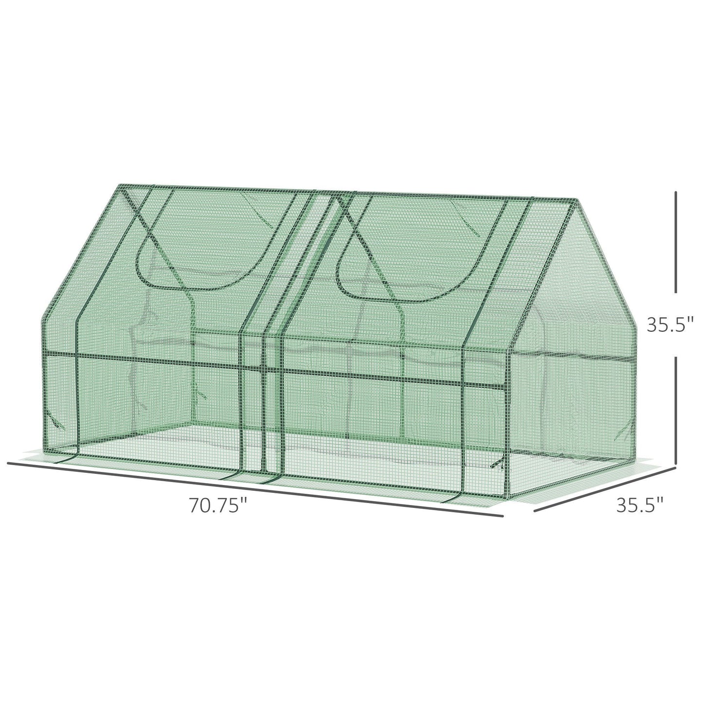 Outsunny 6' x 3' x 3' Portable Greenhouse, Garden Green House with 2 PE/Plastic Covers, Steel Frame and 2 Roll Up Windows, Green