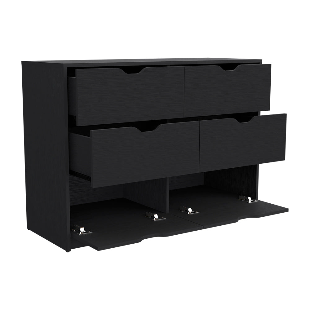 Dresser Curio, Four Drawers, Black Wengue Finish