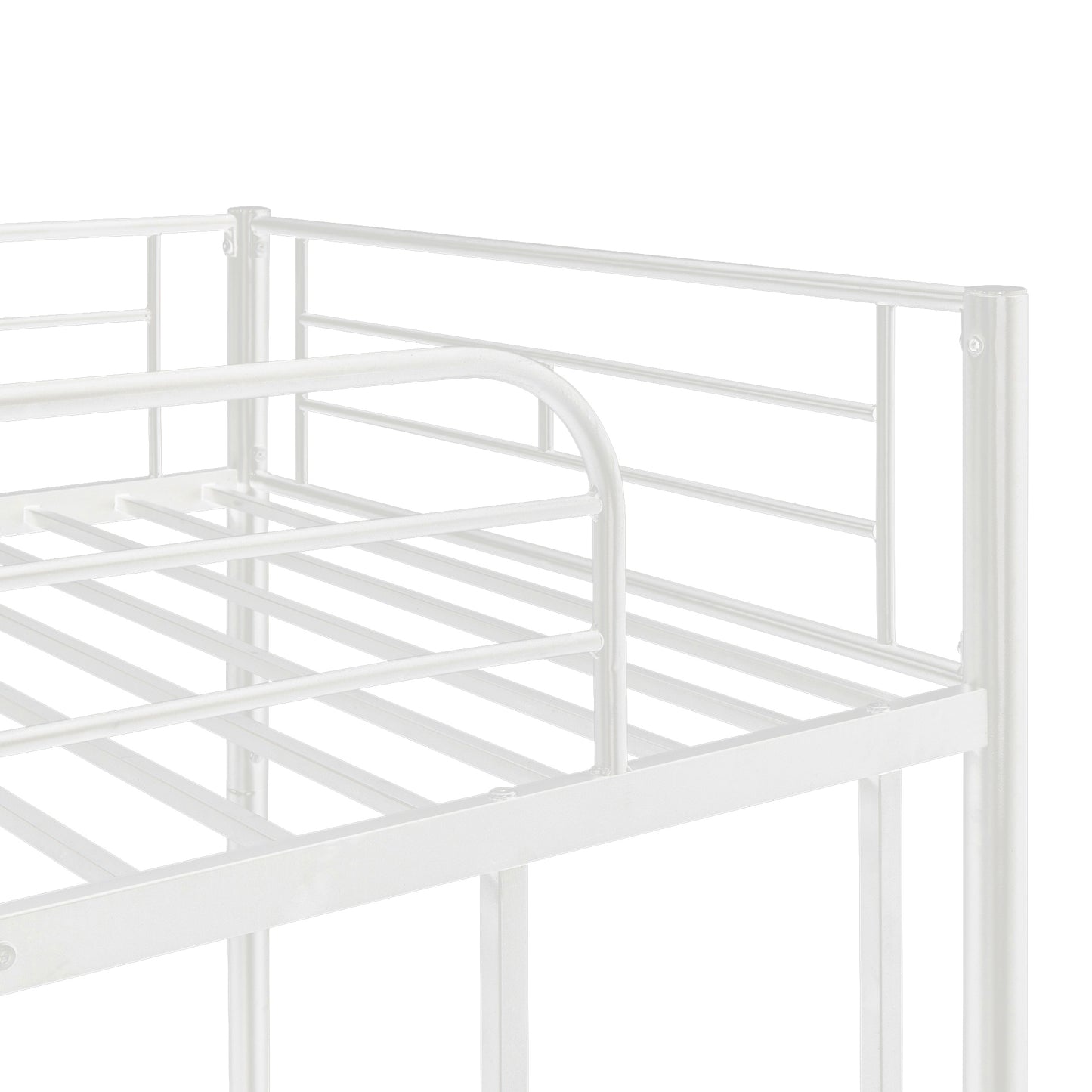 Twin-Over-Twin Metal Bunk Bed With Trundle,Can be Divided into two beds,No Box Spring needed ,White ( old sku: MF194806AAK )