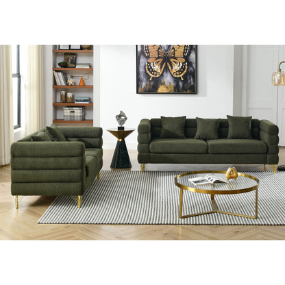 3-seater + 2-seater Combination sofa.Green teddy