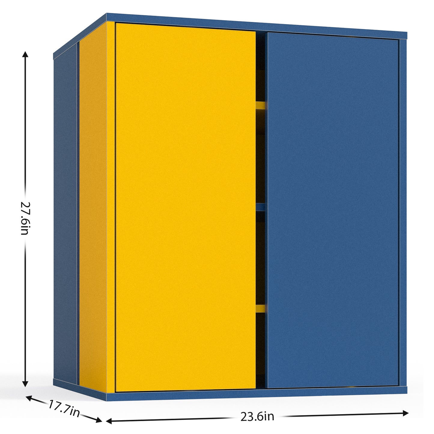 Storage Cabinet Modern Coffee Bar Cabinet Large Capacity Storage Cabinet with 3 Adjustable Shelves for Living Room, Yellow & Blue