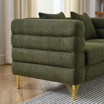 3-seater + 2-seater Combination sofa.Green teddy